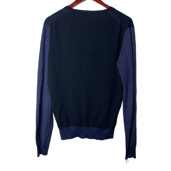 Lanvin navy blue ultra lightweight wool V neck button front cardigan sz S - Picture 2 of 9